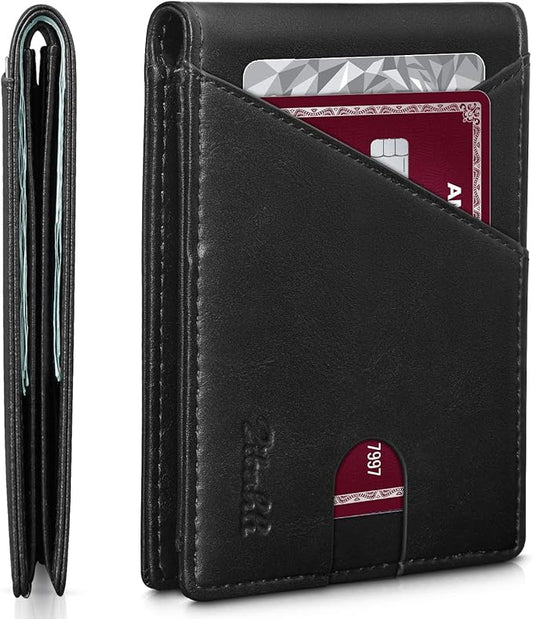 Zitahli Bifold Wallets for Men - Slim RFID Leather Credit Card Holder for 6-11 Cards, Minimalist Thin Wallet with ID Window & Cash Slot,Front Pockt Carteras Para Hombres, Birthday Gifts for Men | Slim, RFID Blocking, Premium, Front Pocket, Gift Box, Le...