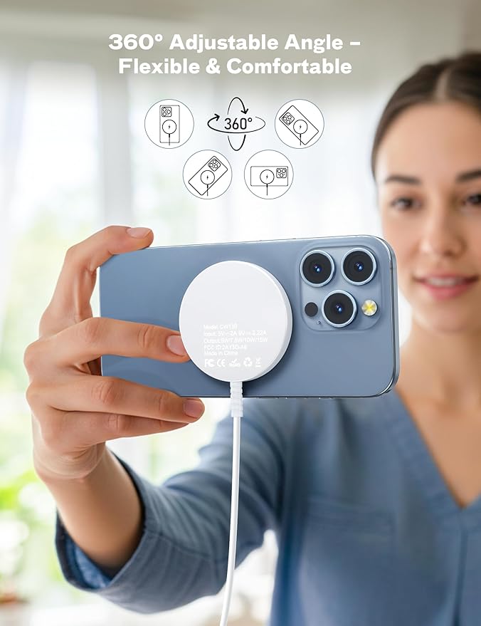 MagSafe Charger Magnetic Wireless iPhone Charge Compatible with iPhone 17 Pro Max Air 16 15 14 Pro Max Plus 13 12 Pro Max & AirPods 4 3 2 Pro - Charging Pad Dock for Travel Home Office