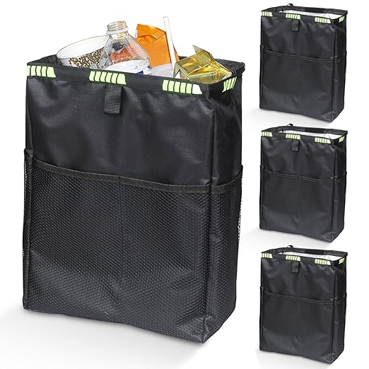 Car Trash Can, Car Trash Bag Hanging, 3.5 Gallons Ultra Large Capacity Organizer and Storage with Adjustable Straps, Leakproof Lining (Pack of 4)