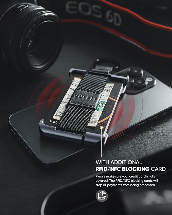 VULKIT Minimalist Slim Wallet For Men Front Pocket Alumimum Credit Card Holder Wallet With RFID/NFC Blocking Cards Space Grey