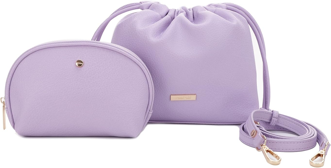 Mali+Lili Lola Beauty Bag Duo, Makeup Bag Travel Cosmetic Bag Set of 2, Vegan Leather Purse Crossbody Bags for Women and Girls, Cute Makeup Pouch, Travel Pouch, Crossbody Purses for Women | Duo