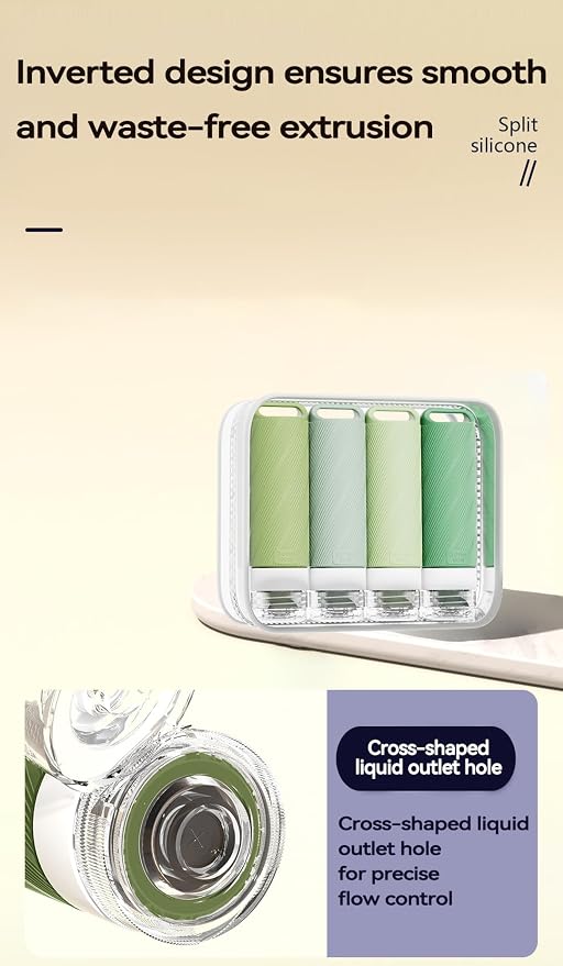 5 packs of toiletries travel bottles, TSA Approval silicone travel containers, leak proof refillable shampoo and conditioner are essential for travel, fitness, business trips, office use(green)