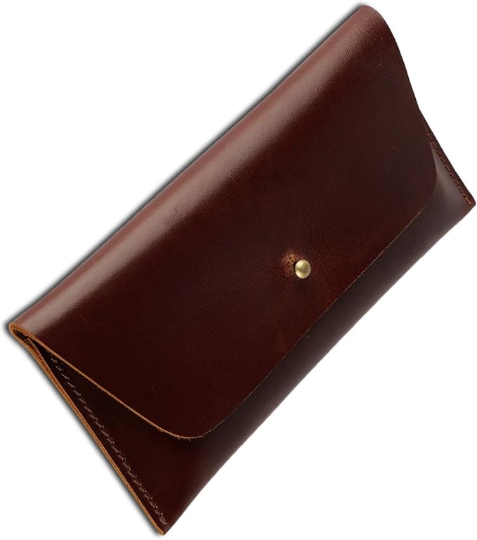 Leather Currency Pouch | Handmade Money Wallet | Large Flap Continental Wallet | Cash Organizer for Men & Women | Travel Currency Bag | Full Grain Leather Utility Pouch – Dark Wine