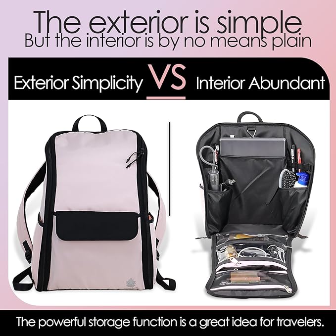 Travel Laptop Backpack Large Hanging Toiletry Organizer Water-Repellent Hygiene Bag (Pink)