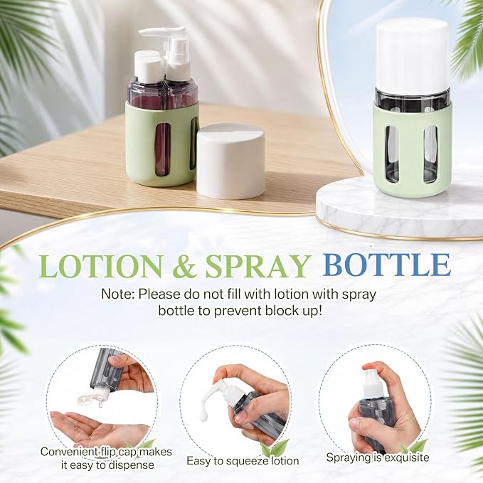 5 Pack 4 in 1 Travel Bottles Set Bulk, Leak Proof Travel Containers for Toiletries with Spray Bottle, Lotion Bottle and Flip Cap Bottles, Portable TSA Approved Trip Accessories