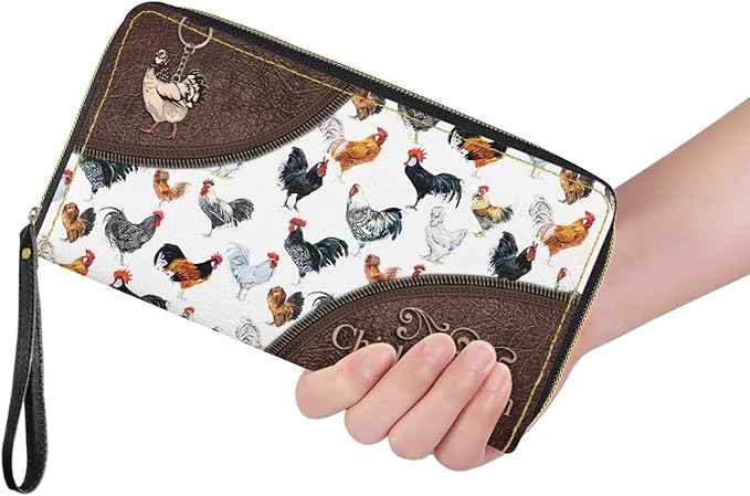 Bulopur Personalized Wristlet Wallet for Women with Name Rifd Chicken Long Wallet PU Leather Clutch Purse Zipper Large Capacity Coin Cash Holder Customized Gifts for Mom Girlfriend