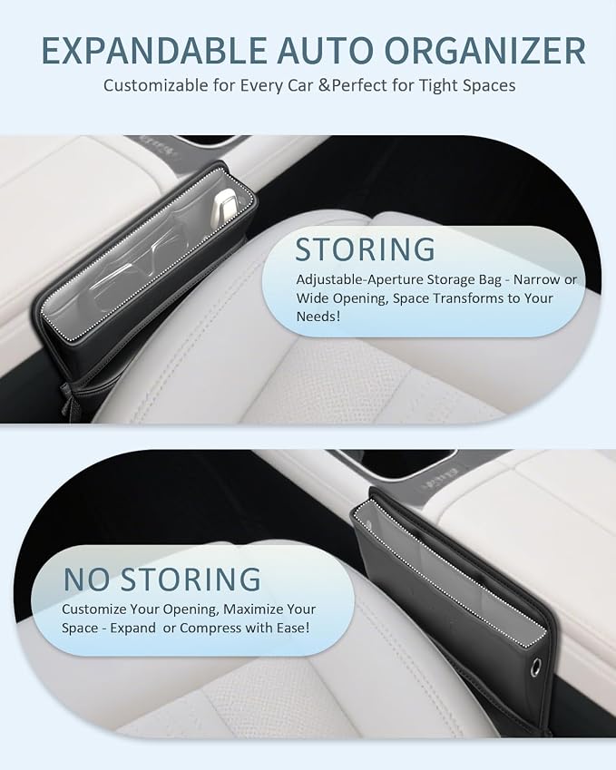 FLORICH Car Seat Gap Filler Organizer, 2-in-1 Seats Gap Filler Organizer and Storages Between Seat Car Gap Filler, Car Organizer Front Seat Universal Fit for Car SUV Truck Black 2 Pack