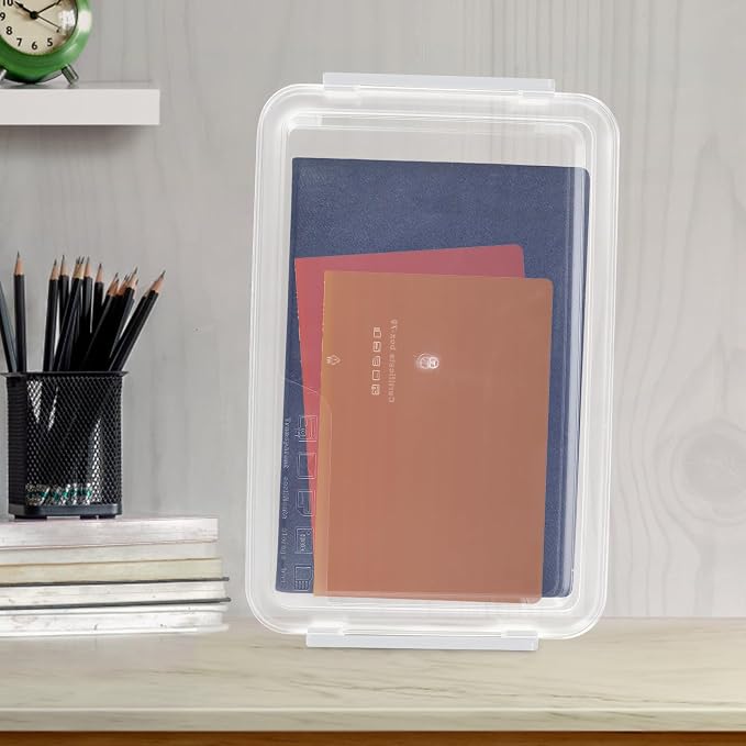 Large Stackable File Storage Box with Lid, Portable Desktop File Organizer for Household and Office Document Filing, Multi-function Paper Folder Holder