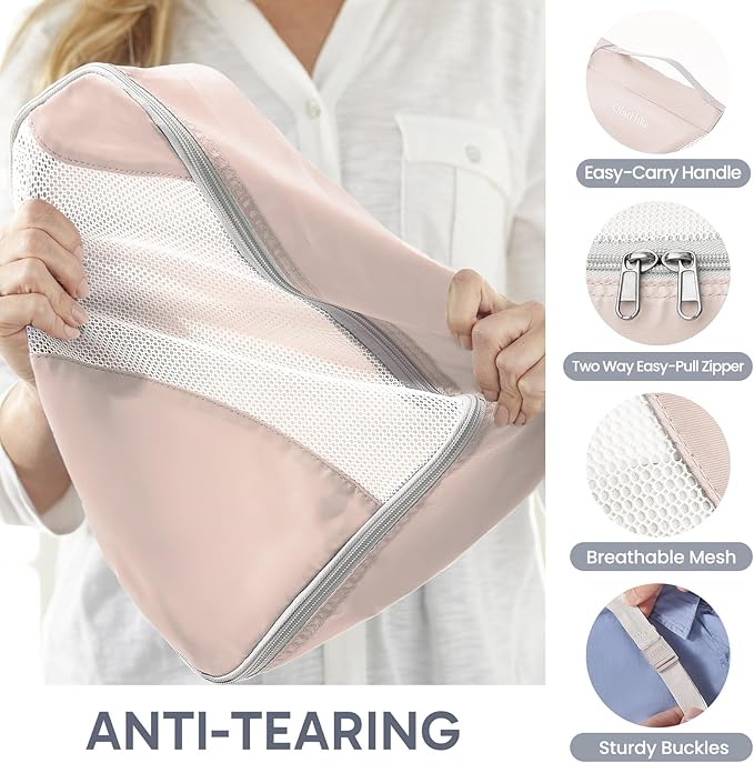 10 Set Packing Cubes for Travel, Gifts for Women Mom,Anti-Tearing Suitcase Organizer for Luggage with Shoe & Hanging Toiletry Bag,OlarHike Vacation Essentials & Accessories for Cruise Ship
