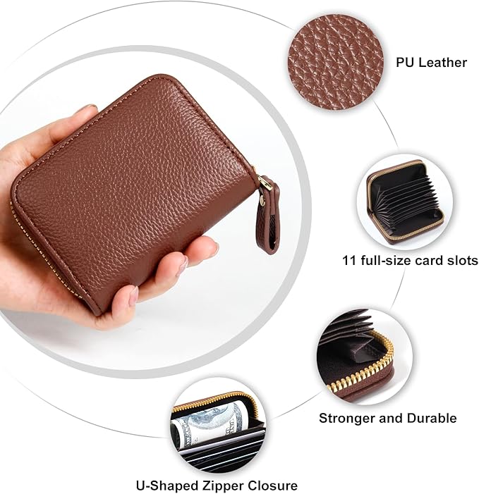 EcoVision Credit Card Holder RFID Card Case Wallet, Small Accordion Zipper Card Case Holder, Card Organizer Case for Women Men