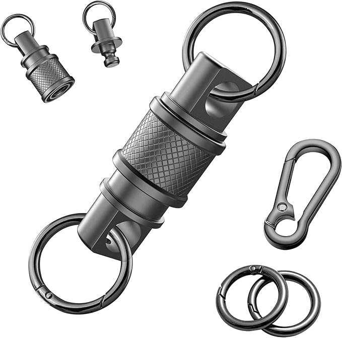 Quick Release Keychain with Detachable Key Rings-Heavy Duty Retractable Key Chain Clip for Men&Wome