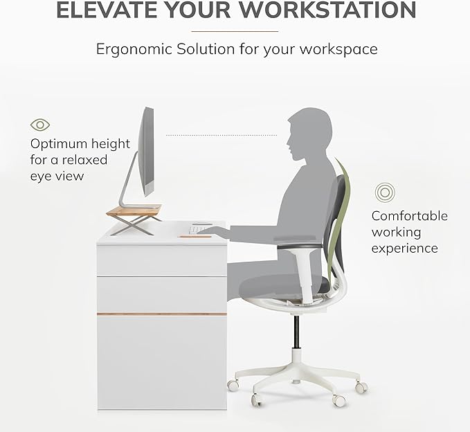 Anji Mountain Monitor Stand - Desktop Organizer & Laptop Riser, Ergonomic Monitor Riser, Space-Saving Monitor Stand for Desk, Durable Construction, Easy Assembly, Ideal for Home & Office,Natural