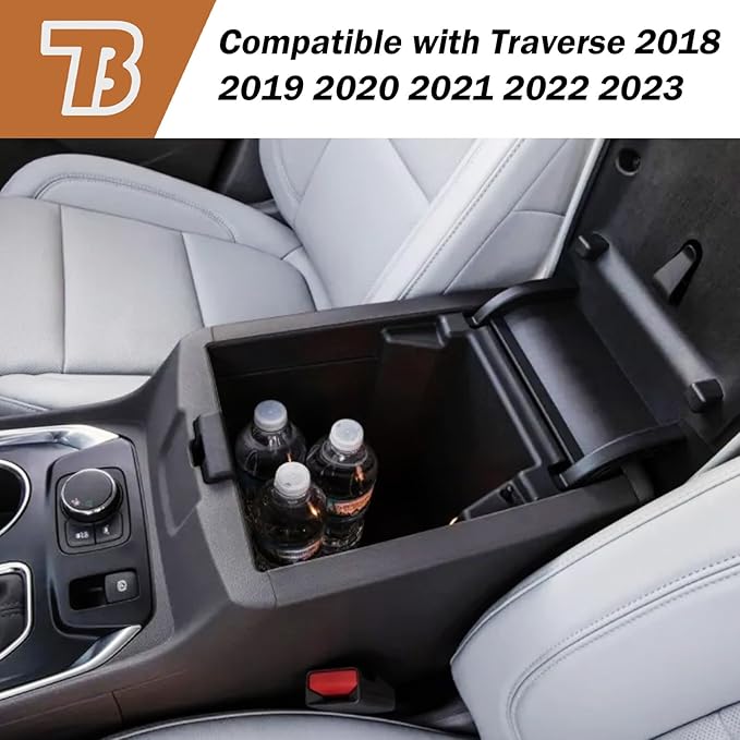 TACOBRO Center Console Organizer Compatible with Chevy Traverse 2018 2019 2020 2021 2022 2023 Accessories, Armrest Insert Tray Secondary Storage Box ABS, Black