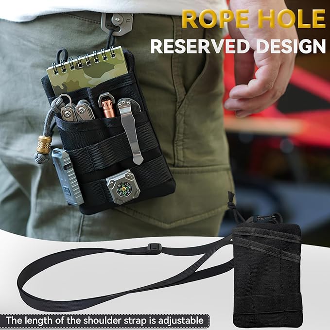Platy Pocket Organizer, Durable EDC Tool Pouch for Men, Neck Wallet with Paracord Lanyard, Holds Flashlight, Multitool, Pen, Notebook