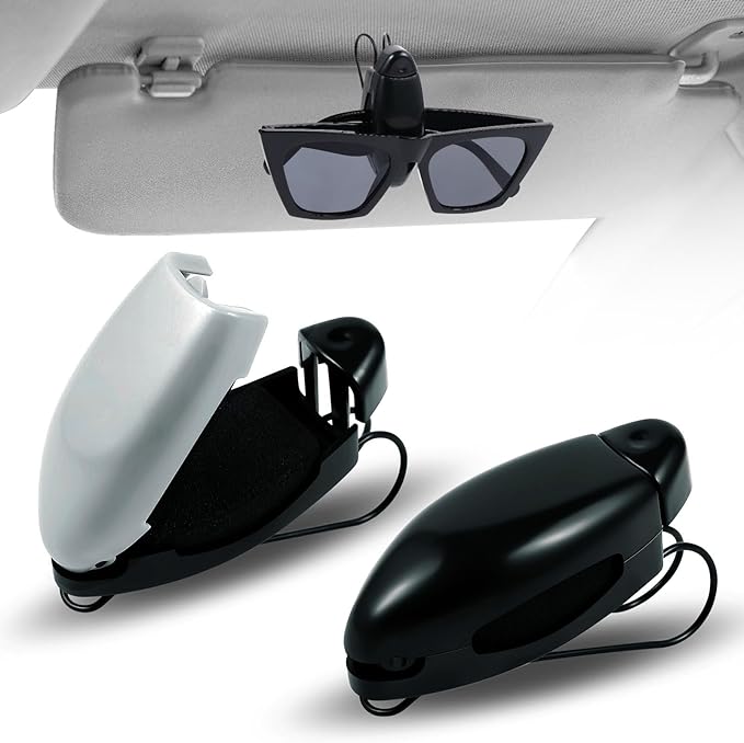 Frienda Car Sunglasses Holder Clip 2 Pieces Sunglasses Visor Clips for Car Sun Visor Glasses Holder Eyeglasses Mount Accessories(Black, Grey)