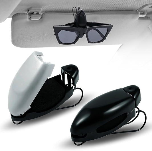 Frienda Car Sunglasses Holder Clip 2 Pieces Sunglasses Visor Clips for Car Sun Visor Glasses Holder Eyeglasses Mount Accessories(Black, Grey)