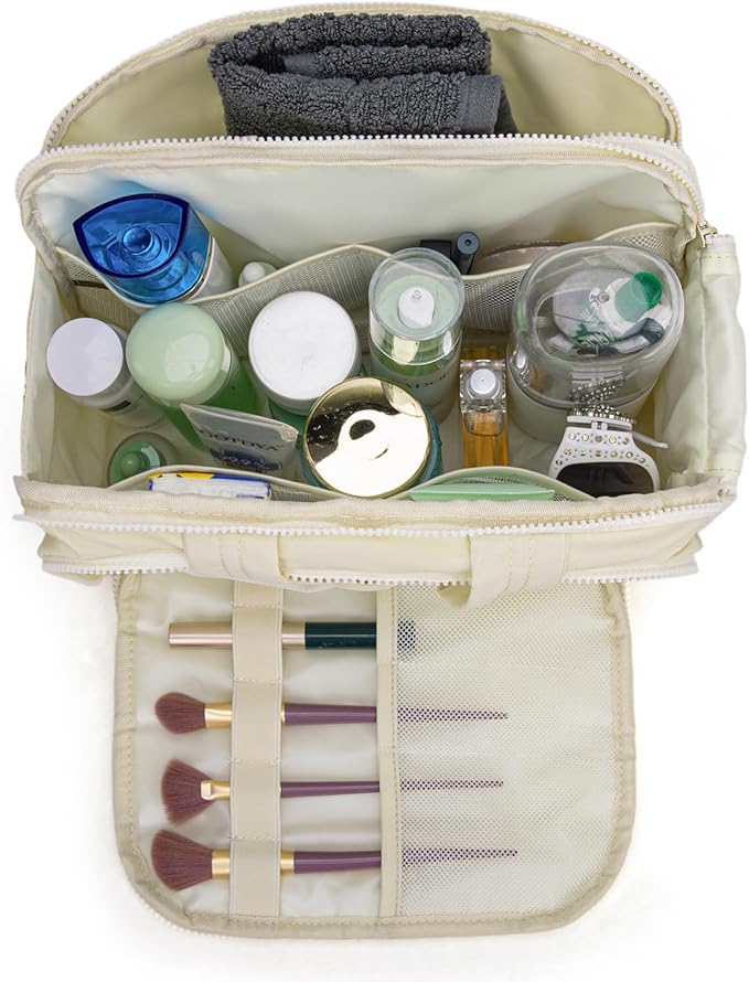 Montana West Travel Toiletry Bag for Women, Large Capacity Makeup Organizer, Lightweight Puffy Cosmetic Bag with Waterproof Lining, Front & Back Zipper Pockets, Travel Essentials Bag