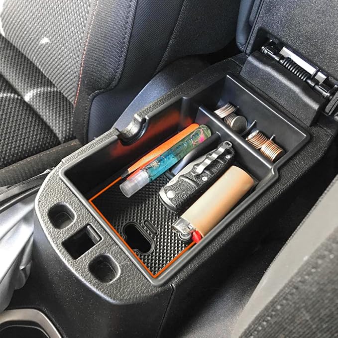 EDBETOS Center Console Organizer Tray Compatible with Jeep Renegade Accessories 2015-2019 2020 2021 2022 2023 Armrest Glove Box Secondary Storage (Orange Line)