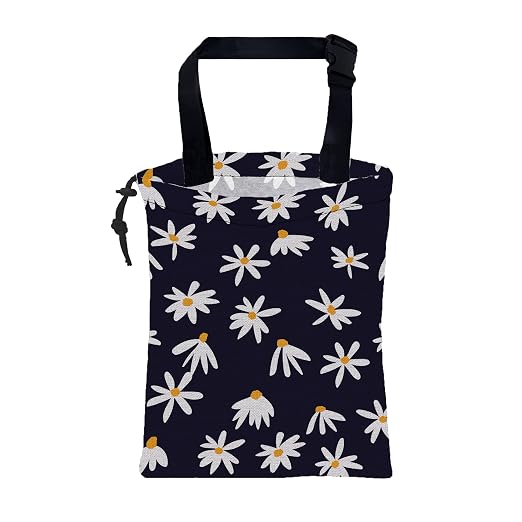 Car Garbage Bag Chamomile Flowers Hanging Canvas Car Trash Bag Waterproof Drawstring Car Back Seat Organizer for Car Back Front Seat Console with Adjustable Buckle