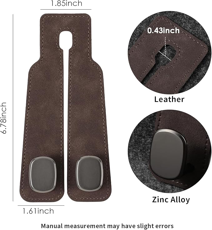 KINIVA Car Seat Headrest Storage Hooks, Set of 2, Suede PU Leather, Double Hooks (Brown)