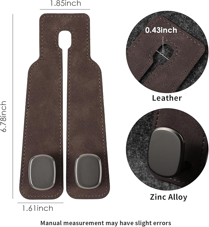 KINIVA Car Seat Headrest Storage Hooks, Set of 2, Suede PU Leather, Double Hooks (Brown-4 Pack)