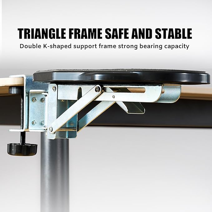 Computer Arm Rest for Desk, 180° Adjustable Rotating Desk Extender Tray, 90° Foldable Elbow Arm Support, Ergonomic Desk Arm Wrist Rest Shelf for Home and Office