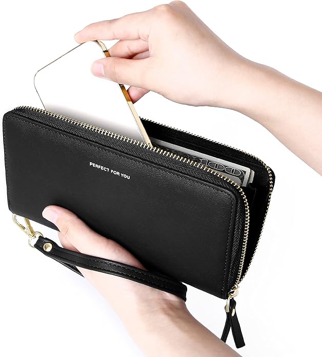 GEEAD Custom Design Wristlet Wallets for Women PU Leather RFID Blocking Wallet