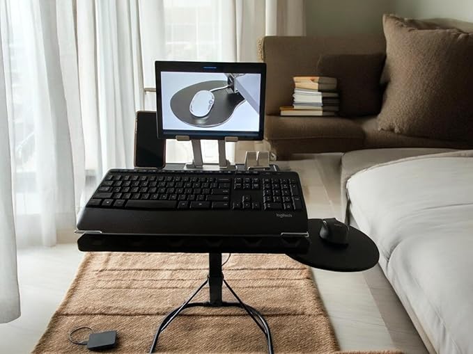 Clamp on Mouse Platform, Clip on Mouse Pad, Rotating 360, Easy Slide Out Tray, Suitable Up to for 1.5" Thickness Desk, for Home, Office to Save Space (Black)