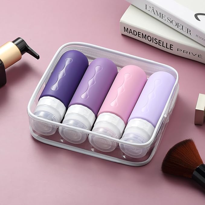 Gemice Travel Bottles for Toiletries, Tsa Approved, Travel Size Containers, BPA Free Leak Proof Tubs Refillable Liquid Accessories for Cometic Shampoo and Lotion Soap