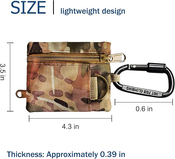 3 Pack Tactical EDC Keychain Pouch, Mini Wallet with Upgraded D-Ring - Military Mini Molle Utility Organizer for Outdoor, Hiking, Camping, Belt Gear, Zipper Pocket Bag