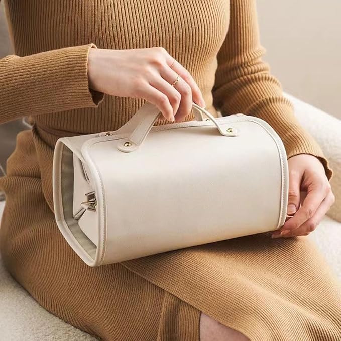 Large Travel makeup bag,Makeup bag,Leather Cosmetic Bags For Women,Leather Waterproof Cosmetic Bag,Detachable 4 in 1 Travel Toiletry Bag for Women,Portable Organizer(1, Brown)
