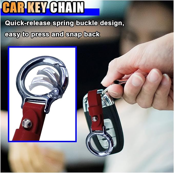 GLSOWEE Carabiner Key Ring Clip, Car Fob Key Keychain Holder Car Keychain Clip for Men Women, Key Ring Belt Holder (Red)