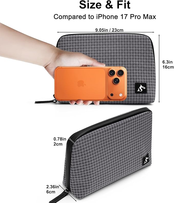 simtoper Electronic Organizer Travel Case – Waterproof Cable Bag for Cord, Charger, Hard Disk, Power Bank – Small Tech Storage for Travel, Backpack, Business Trip, Airplane