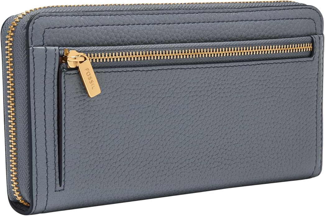 Fossil Women's Logan Leather RFID-Blocking Zip Around Clutch Wallet with Wristlet Strap for Women