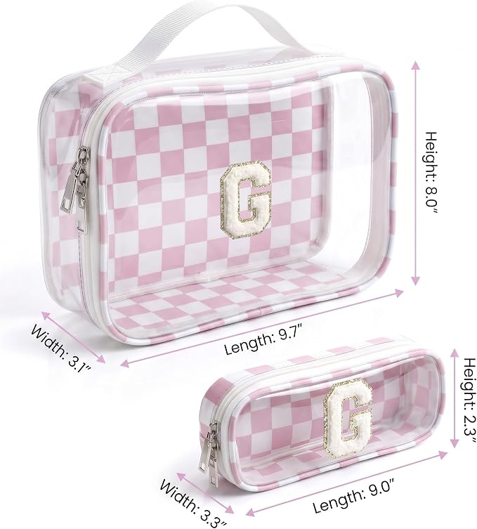 LETGO Gifts for Girls Kids - Teen Girl Teenage Gifts Idea, 7 8 9 10 11 12 13 14 15 16 Year Old Girl Birthday Gifts,Sweet Girls Gift,Personalized Gifts for Girls, Initial Makeup Bag Pink(G,Pink&Beige)