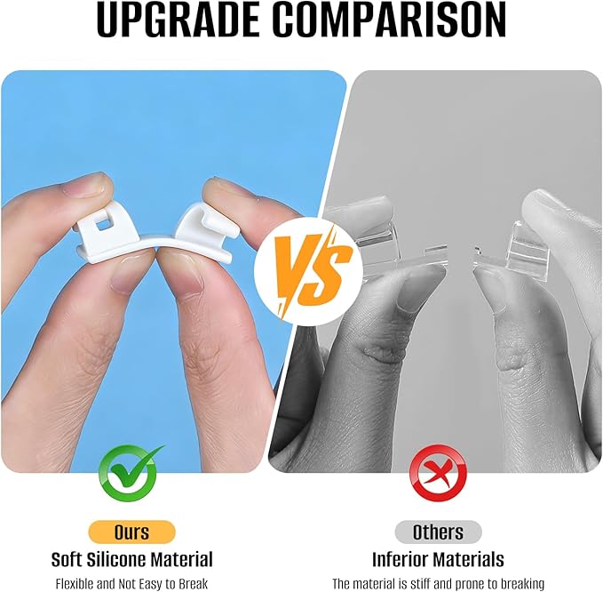 50 Pcs Self Adhesive Cable Clips,Upgraded Cable Management with Screw Hole,Strong Cord Organizer for Under Desk,Car,TV PC,Christmas Light Indoor/Outdoor-White L