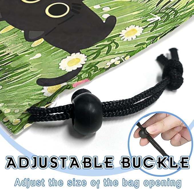 Car Trash Bag Hanging Back of Seat Waterproof Small Cute Printed One-Handed Strap Drawstring Garbage Bags for Car-Black Cat Floral