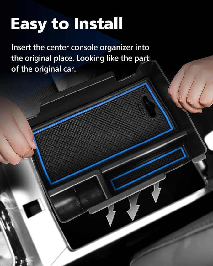 FIILINES Center Console Organizer for Dodge Hornet 2023-2026/Jeep Compass 2022-2025, Center Console Tray Secondary Armrest Storage Box ABS Insert Container with Anti-Slip Mats