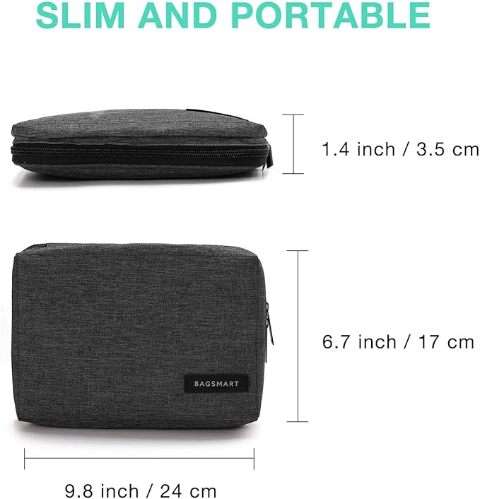 BAGSMART Electronics Organizer Travel Case, Small Cord Bag for Travel Essentials, Tech bag for Men Women, Cable Organizer for Phone, SD Card, Black
