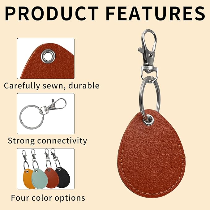 8 Pcs of Pu Leather Keychain Key Holder,Leather Key Fob,Fob Holder,4 Color Options,Small and Light,Easy To Carry,Widely Used in Key Id Key Card Id Card