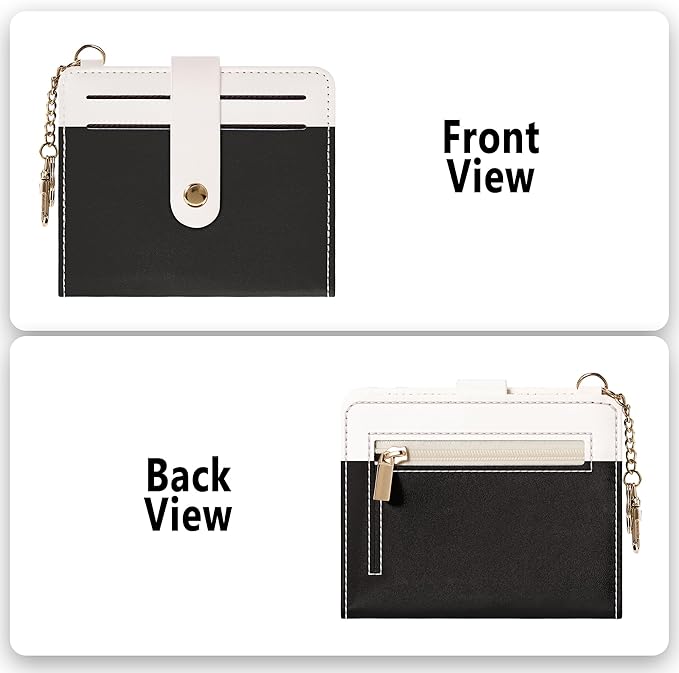 Airkit Small Wallets Woman RFID Blocking Leather Credit Card Holder - with ID Window - Card Wallets for Women - with Zipper Coin Purse - Keychain Wallet