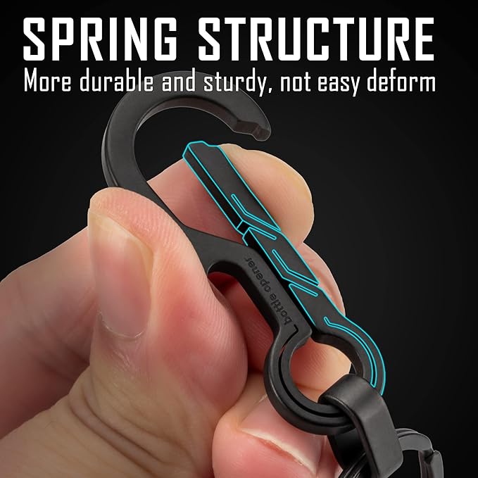 KeyUnity KM01 Titanium EDC Keychain Clip with Bottle Opener, Quick Release Carabiner Key Ring Holder for Men