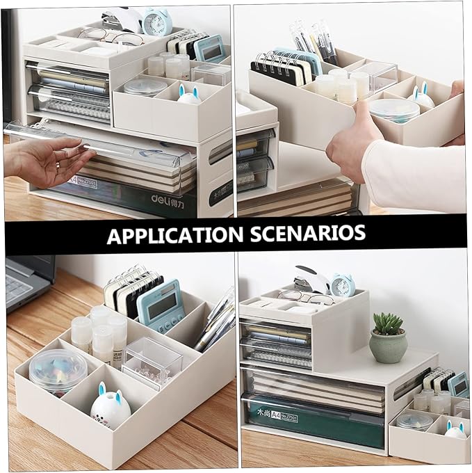 Operitacx 1pc Capacity Storage Box Simple Drawer Organizer for Office Student Multi-functional Desk Storage Compact Design Bright Color Minimalist Aesthetic