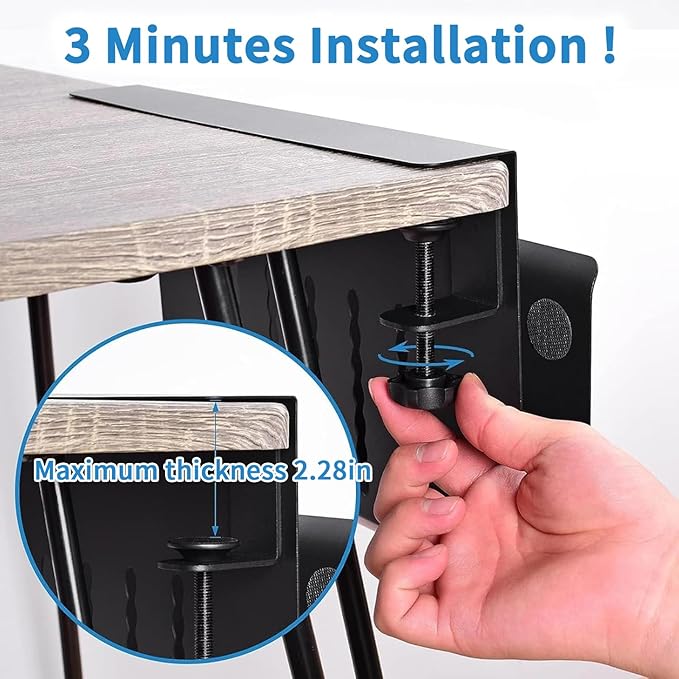 Desk Side Storage, Desk Laptop Holder with Magnetic Pen Holder, No Drill Desk Side Organizer for Office and Home Fits Flat Edge 0.3" to 2.3"