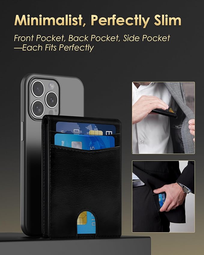 QLD Wallet for Men - RFID Blocking [Functional & Practical] Bifold Slim Minimalist Credit Card Holder Pop Up Metal Case with Cash Slot, Front Pocket with ID Window, Gift Boxed (BLACK)