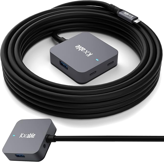Upgrade USB C Hub, Expander Multi USB Ports Cable 15FT, Long USB 3.1 C Extension Cable with 4-Port (2 USB-A Ports+2 USB-C Ports), USB C Y Splitter Hub, Type-C Male to A-Female + C-Female Extender Cord