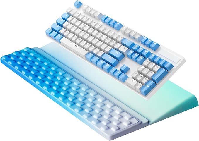 Ospelelf Keyboard Wrist Rest, Ergonomic Memory Foam Wrist Support for Typing & Gaming, Tilted Keyboard Pad, Aesthetic Desk Accessories for Office, Relief for Carpal Tunnel & Wrist Pain, Blue