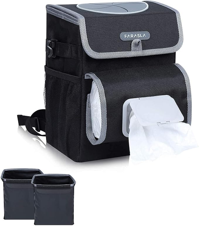 Farasla Waterproof Trunk Organizer with Leakproof Cooler Bag + Car Trash Can
