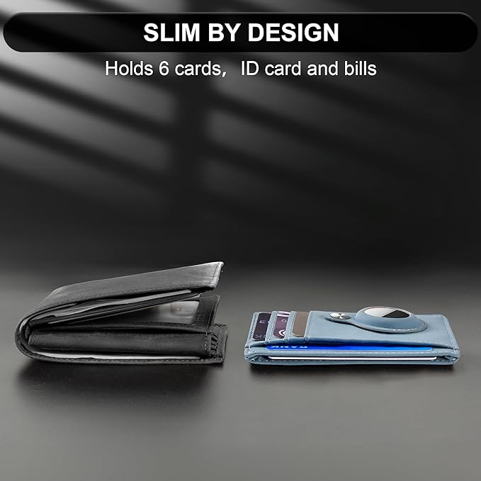 Hawanik Slim Minimalist Front Pocket Air Tag Wallet, RFID Blocking Card Holder Wallet with Airtag Holder