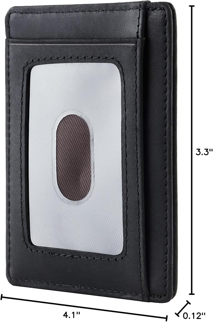 Travelambo 100% Genuine Leather Wallet for Men and Women, Slim Minimalist RFID Blocking Front Pocket Credit Card Holder with Gift Box